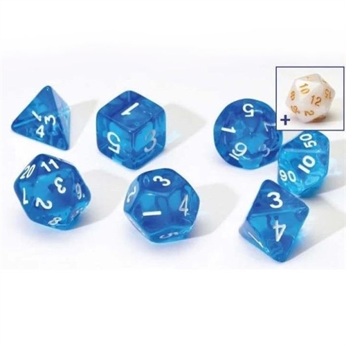 Blue Translucent Dice set - Roleplay dice - Sirius Dice